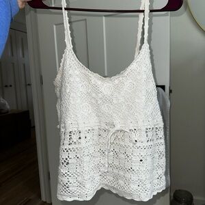Elegant White Crochet Lace Top